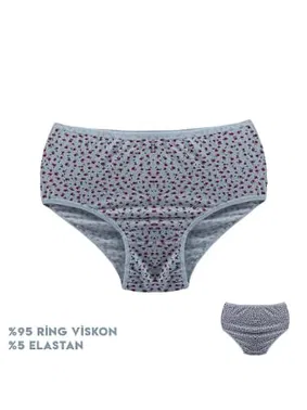 Dondeza İnce Çiçek Desenli Viscon Kadın Bikini Külot 12'li Dondeza 664-5