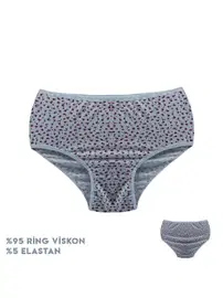 Dondeza İnce Çiçek Desenli Viscon Kadın Bikini Külot 12'li Dondeza 664-5