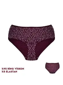 Dondeza Bordo Viscon Desenli Kadın Bikini Külot 12'li Dondeza 664-6