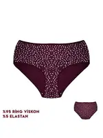 Bordo Viscon Desenli Kadın Bikini Külot 12'li Dondeza 664-6 Görsel