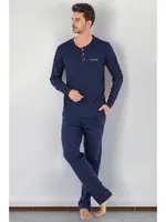 2Li Erkek Soft Doğal Pamuk Pijama Takımı DoReMi 002-000008 Lacivert detay görünüm