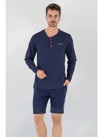3lü Erkek Soft Doğal Pamuk Pijama Takımı DoReMi 002-000009 Lacivert detay görünüm
