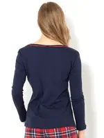 Yuvarlak Yaka Uzun Kollu Kadın Pijama Üstü Doremi 002-000783 Lacivert görsel 4