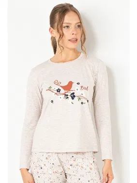 DOREMI Kuşlu Kadın Pijama Üstü Doremi 002-001024