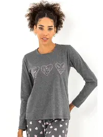DOREMI Tavşanlı Kalpli Kadın Pijama Üstü Doremi 002-001087