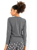 Tavşanlı Kalpli Kadın Pijama Üstü Doremi 002-001087 Antrasit görsel 4