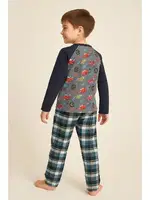 Erkek Çocuk Ekoseli Pijama Takımı DoReMi 002-000595 Desenli detay görünüm