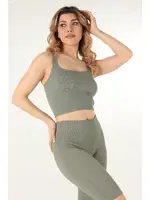 Fitilli İnce Sırt Askılı Desteksiz Spor Büstiyer DoReMi 002-000183 Haki