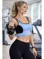 Kadın Dikişsiz Renk Bloklu Büstiyer DoReMi 002-T15452 Mavi-Siyah