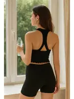 Kaplı Sırt Detaylı Crop Atlet DoReMi 002-T14201 Siyah