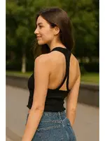 Kaplı Sırt Detaylı Crop Atlet DoReMi 002-T14201 Siyah farklı açı