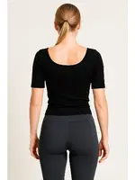 Kare Yaka Kadın Spor Tişört DoReMi 002-T18261 Siyah detay görünüm