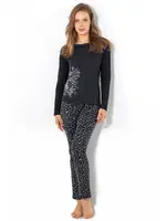 Night Flower Pijama Takımı DoReMi 002-000558 Siyah detay görünüm