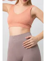 Seamless V Yaka Ripli Kalın Askılı Spor Sütyen DoReMi 002-000168 Somon detay görünüm