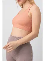 Seamless V Yaka Ripli Kalın Askılı Spor Sütyen DoReMi 002-000168 Somon farklı açı