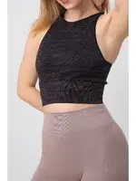 Seamless Zebra Desenli Halter Yaka Spor Sütyen DoReMi 002-000163 Siyah