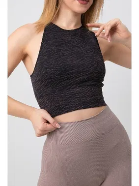 DOREMI Seamless Zebra Desenli Halter Yaka Spor Sütyen DoReMi 002-000163 - Alternatif Görünüm