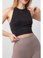 Seamless Zebra Desenli Halter Yaka Spor Sütyen DoReMi 002-000163 Siyah detay görünüm