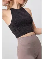 Seamless Zebra Desenli Halter Yaka Spor Sütyen DoReMi 002-000163 Siyah farklı açı