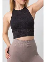 Seamless Zebra Desenli Halter Yaka Spor Sütyen DoReMi 002-000163 Siyah görsel 4