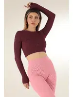 Uzun Kollu Bisiklet Yaka Fitilli Crop DoReMi 002-000106 farklı açı