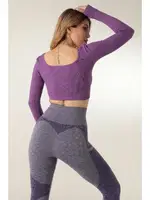 Uzun Kollu Kare Yaka Fitilli Crop DoReMi 002-000109 Mor görsel 4