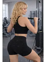 Yüksek Bel Asit Yıkamalı Kısa Spor Tayt DoReMi 002-016413 Siyah farklı açı