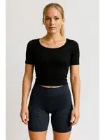 Yüksek Bel Spor Kısa Tayt DoReMi 002-T16414 Siyah