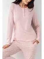 Düğme Yakalı Uzun Kollu Pembe Desenli Kadın Pijama Takımı Pierre Cardin PC9080-S Pembe farklı açı