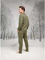 Düğmeli Cepli Gömlek Yaka Uzun Kollu Erkek Pijama Takım Doreanse 26K4592 Yeşil detay görünüm