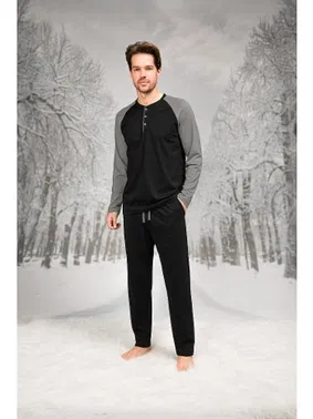 Doreanse Düğmeli Cepli Yuvarlak Yaka Erkek Pijama Takım Doreanse 26K4609