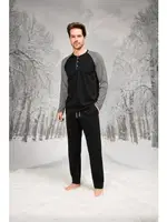 Düğmeli Cepli Yuvarlak Yaka Erkek Pijama Takım Doreanse 26K4609 Siyah