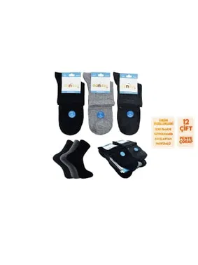 Dündar Çorap Dikişsiz Yıkamalı Kokulu Erkek Likralı Penye Yarım Konç Patik 12'li Dündar 6890