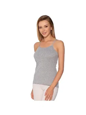 Gümüş Düz Biye Ribana Gri İnce Askılı Kadın Atlet Gümüş 4023 - 6 Adet