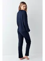 Düz Lacivert Uzun Kollu Yuvarlak Yaka Kadın Pijama Takımı Arnetta AR3407-S Lacivert farklı açı
