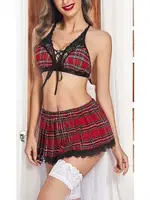 Ekose Dantelli Sütyen Etek Fantezi Kostüm Jesica Bella E-0042 farklı açı