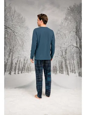 Doreanse Ekoseli Cepli Yuvarlak Yaka Uzun Kollu Erkek Pijama Takım Doreanse 26K4605 - Alternatif Görünüm