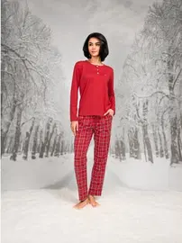 Doreanse Ekoseli Yuvarlak Yaka Uzun Kollu Kadın Pijama Takım Doreanse 26K4108