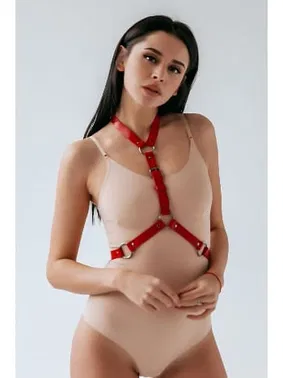 missisX Kırmızı Elbise Gömlek Üstü Harness Deri Aksesuar missisX 3420