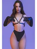 Sütyen Görünümlü Deri Harness Aksesuar missisX 3429 Siyah detay görünüm