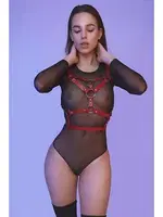 Kırmızı Giyilebilen Deri Harness Aksesuar missisX 3456 Kırmızı detay görünüm