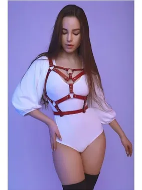 missisX Kırmızı Elbise Gömlek Üstü Giyilebilen Deri Aksesuar missisX 3457