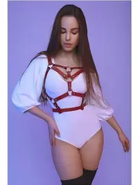 missisX Kırmızı Elbise Gömlek Üstü Giyilebilen Deri Aksesuar missisX 3457