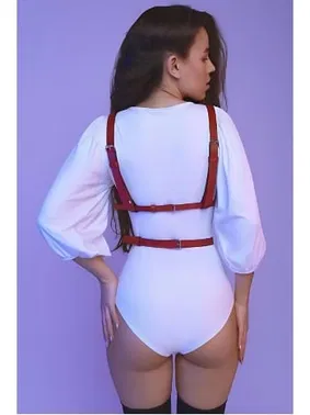 missisX Kırmızı Elbise Gömlek Üstü Giyilebilen Deri Aksesuar missisX 3457 - Alternatif Görünüm