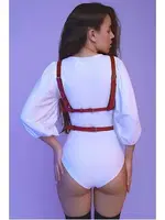 Kırmızı Elbise Gömlek Üstü Giyilebilen Deri Aksesuar missisX 3457 Kırmızı detay görünüm