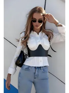 missisX Geniş Deri Göğüs Altı Elbise Gömlek Üstü Deri Harness Aksesuar missisX 3489