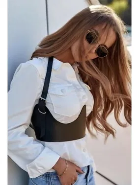 missisX Geniş Deri Göğüs Altı Elbise Gömlek Üstü Deri Harness Aksesuar missisX 3489 - Alternatif Görünüm