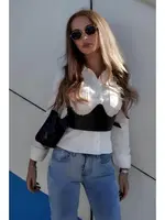 Geniş Deri Göğüs Altı Elbise Gömlek Üstü Deri Harness Aksesuar missisX 3489 Siyah görsel 4