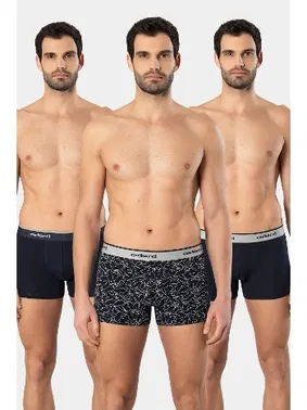 Cacharel Geniş Lastikli Desenli Likralı 3lü Boxer Cacharel 1339