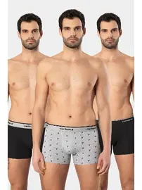 Cacharel Yazılı Geniş Lastikli Desenli Likralı Erkek Boxer 3lü Cacharel 1339